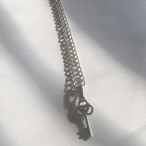 Skeleton Key Silver plated Necklace 18”